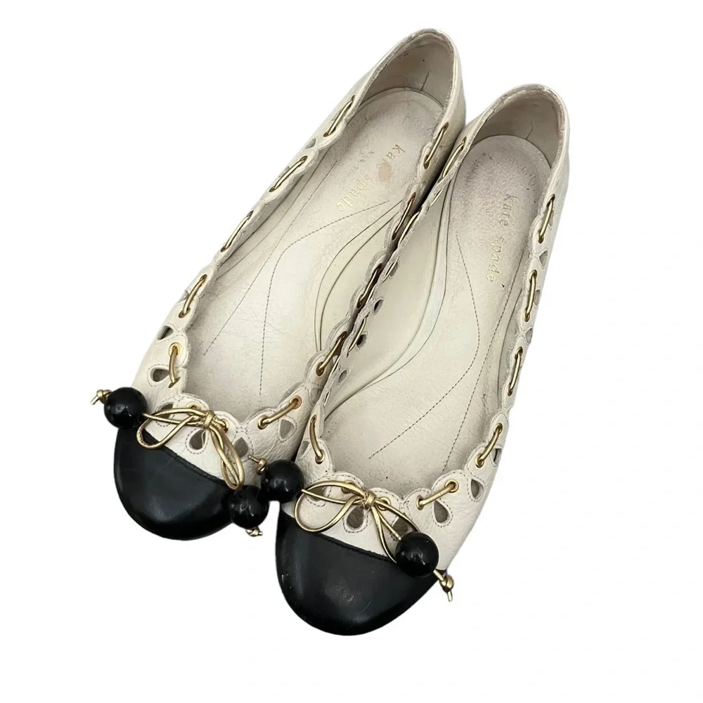 Kate Spade RARE Bauble Black Cap Toe Ballet‎ Flats 6.5